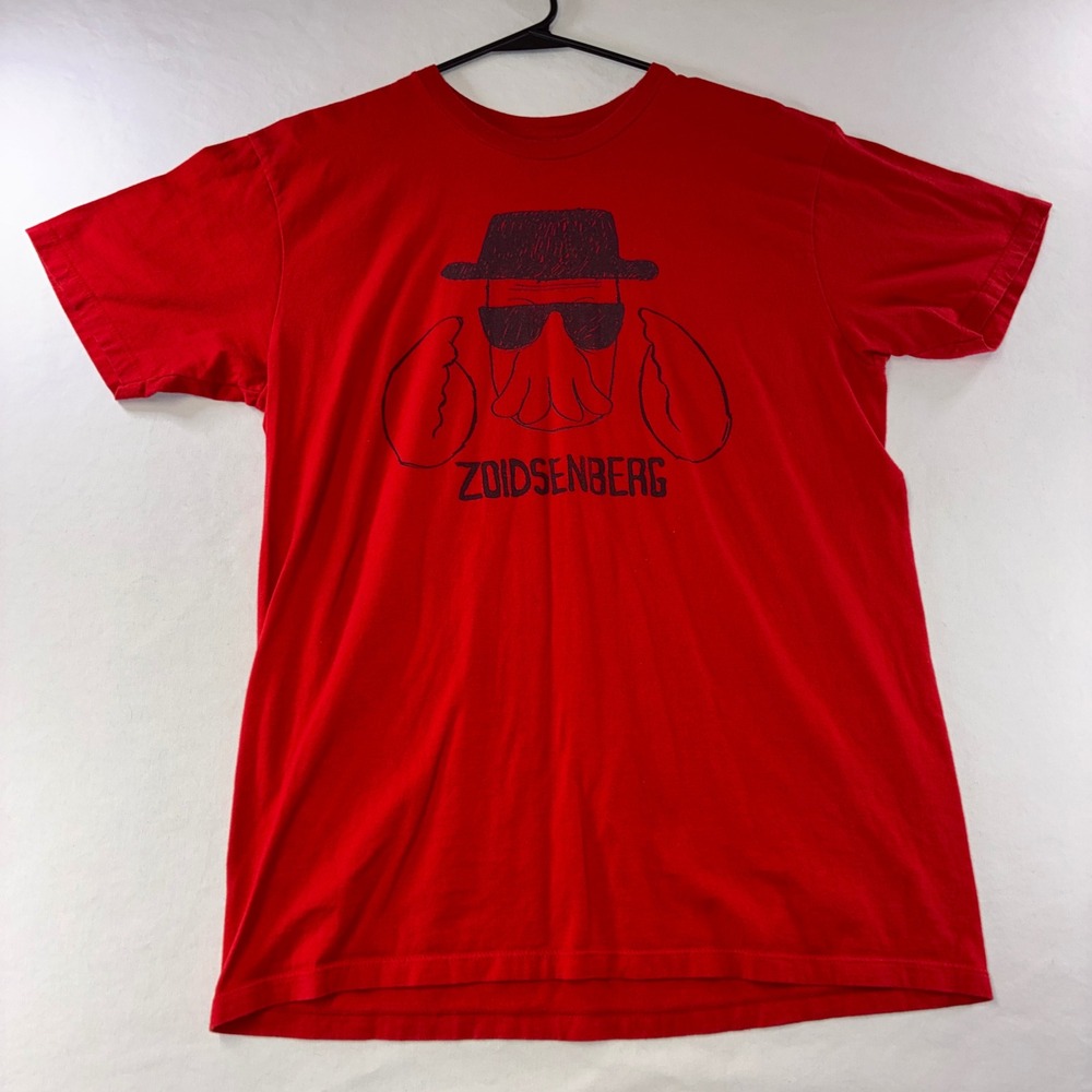 398 TeePublic Zoidsenberg Graphic Tee Large Red Futurama Breaking Bad Mashup